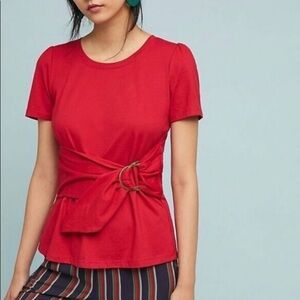 Anthropologie | Maeve Red Dakota Wrap Top
